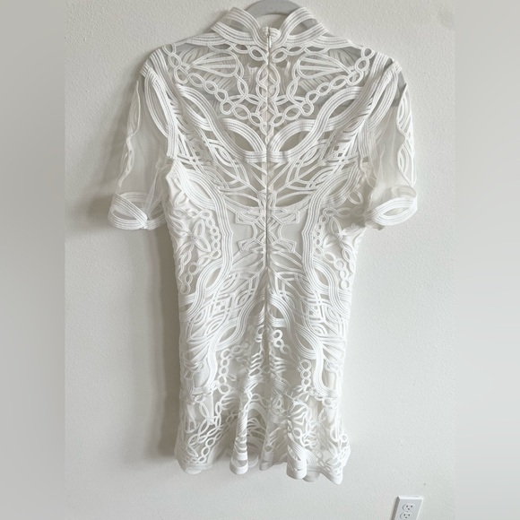 Jonathan Simkhai Ivory Truss Applique Cap Sleeve Mini Flare Dress 10 - Picture 8 of 11